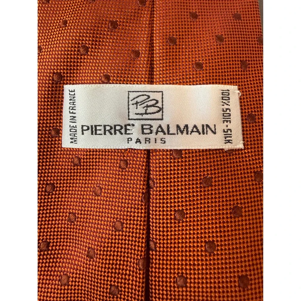 Pierre‎ Balmain Paris Silk Dotted Necktie Hand Made Made in France